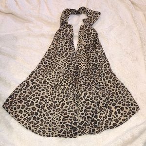 Cheetah crossback halter blouse